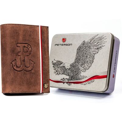 Duży portfel męski patriotyczny Polska Walcząca flaga Polski skóra naturalna Peterson, brązowy Duży portfel męski patriotyczny Polska Walcząca flaga Polski skóra naturalna Peterson, brązowy
