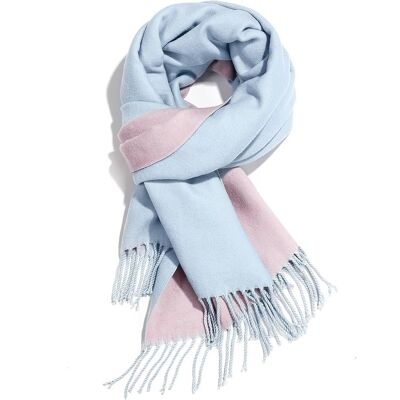 Inny producent Dwustronny Szal Pashmina Unisex Zimowy Miękki Ciepły Niebiesko-Różowy L Inny producent Dwustronny Szal Pashmina Unisex Zimowy Miękki Ciepły Niebiesko-Różowy L