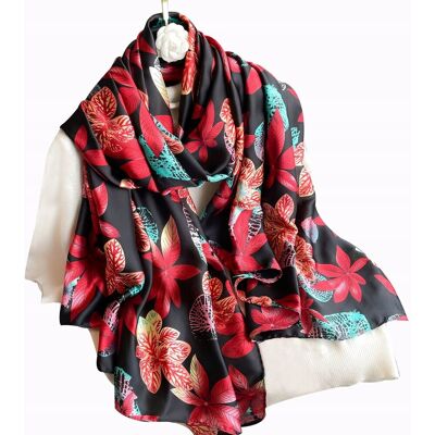 Inny producent elegancki damski SZAL duża CHUSTA szykowna jak jedwab 180x90cm czarny biały Inny producent elegancki damski SZAL duża CHUSTA szykowna jak jedwab 180x90cm czarny biały