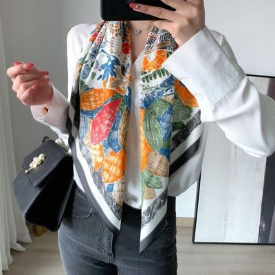 Inny producent elegancki damski SZAL piękna duża CHUSTA szykowna jak jedwab 90x90 kolorowa Inny producent elegancki damski SZAL piękna duża CHUSTA szykowna jak jedwab 90x90 kolorowa
