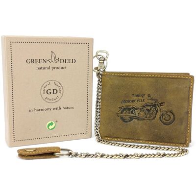 Green Deed Elegancki Portfel Skórzany Męski - Chopper - Rfid Green Deed Elegancki Portfel Skórzany Męski - Chopper - Rfid