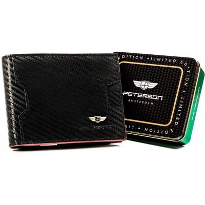 Elegancki skórzany portfel męski Peterson skóra naturalna z systemem ochrony kart RFID czarny Elegancki skórzany portfel męski Peterson skóra naturalna z systemem ochrony kart RFID czarny