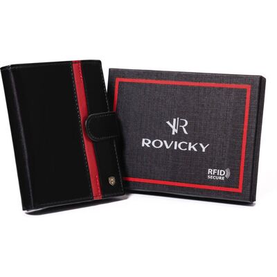 Rovicky Elegancki skorzany portfel meski z czerwonym akcentem Rovicky Elegancki skorzany portfel meski z czerwonym akcentem