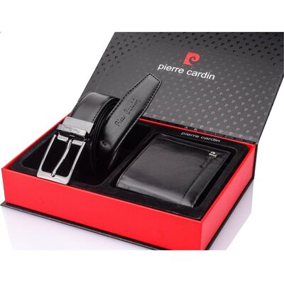 Gracio Elegancki ZESTAW PIERRE CARDIN Pasek + Portfel idealny prezent dla mężczyzn Gracio Elegancki ZESTAW PIERRE CARDIN Pasek + Portfel idealny prezent dla mężczyzn