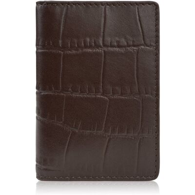 Etui na karty brązowe skórzane z tłoczeniem croco eleganckie Paolo Peruzzi RFID KV-05-CBR Etui na karty brązowe skórzane z tłoczeniem croco eleganckie Paolo Peruzzi RFID KV-05-CBR