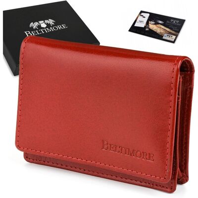 Etui na wizytówki karty czerwone skórzane portfel slim Beltimore G94 czerwony Etui na wizytówki karty czerwone skórzane portfel slim Beltimore G94 czerwony