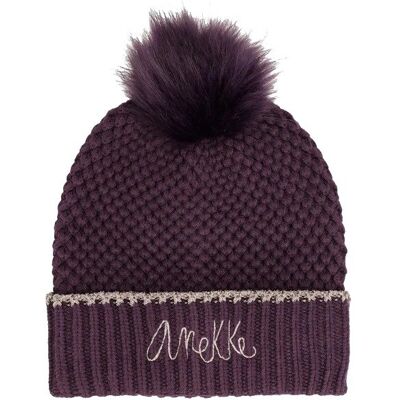 Fioletowa czapka zimowa Anekke pompon Fioletowa czapka zimowa Anekke pompon