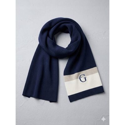Inny producent GUESS GRANATOWY SZALIK Z BAWEŁNY Z KONTRASTOWYMI PASAMI I LOGO GGA Inny producent GUESS GRANATOWY SZALIK Z BAWEŁNY Z KONTRASTOWYMI PASAMI I LOGO GGA