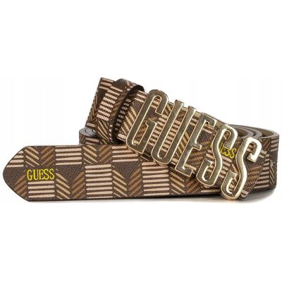 Guess Pasek Damski BW9115P4225-BRO brązowo - beżowy z printem r.L Guess Pasek Damski BW9115P4225-BRO brązowo - beżowy z printem r.L