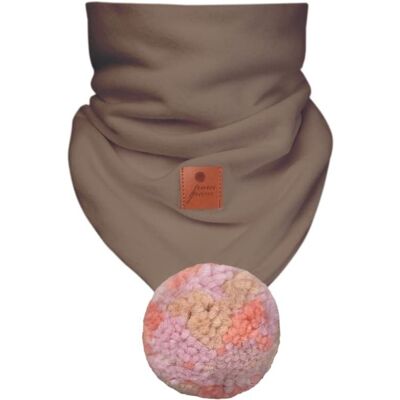 Hi Little One komin bandana zimowa dla niemowlaka ALPACA BOHO Cafe Latte/Rust M Pom Pom Hi Little One komin bandana zimowa dla niemowlaka ALPACA BOHO Cafe Latte/Rust M Pom Pom