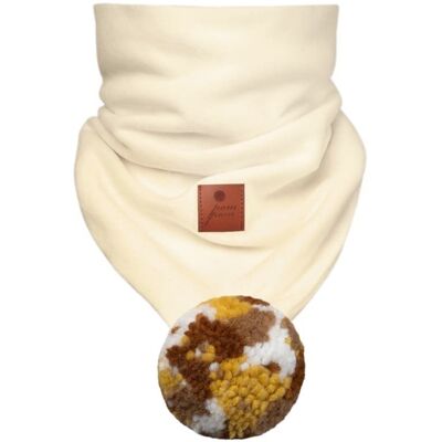 Hi Little One komin bandana zimowa dla niemowlaka ALPACA BOHO Ivory/Brown M Pom Pom Hi Little One komin bandana zimowa dla niemowlaka ALPACA BOHO Ivory/Brown M Pom Pom