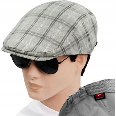 KASZKIET Męski Bawełniany na Lato Czapka w Kratę Casual SZARY Pako Jeans KASZKIET Męski Bawełniany na Lato Czapka w Kratę Casual SZARY Pako Jeans