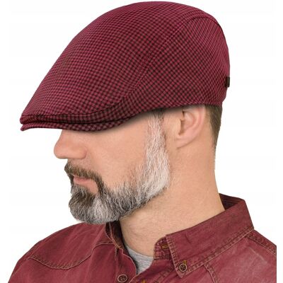 KASZKIET Męski Bawełniany na Lato Czapka w Krateczkę BORDOWY Pako Jeans KASZKIET Męski Bawełniany na Lato Czapka w Krateczkę BORDOWY Pako Jeans