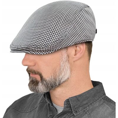 KASZKIET Męski Bawełniany na Lato Czapka w Krateczkę CZARNY Pako Jeans KASZKIET Męski Bawełniany na Lato Czapka w Krateczkę CZARNY Pako Jeans