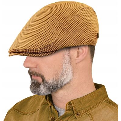 KASZKIET Męski Bawełniany na Lato Czapka w Krateczkę MUSZTARDOWY Pako Jeans KASZKIET Męski Bawełniany na Lato Czapka w Krateczkę MUSZTARDOWY Pako Jeans