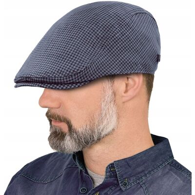 KASZKIET Męski Bawełniany na Lato Czapka w Krateczkę NIEBIESKI Pako Jeans KASZKIET Męski Bawełniany na Lato Czapka w Krateczkę NIEBIESKI Pako Jeans