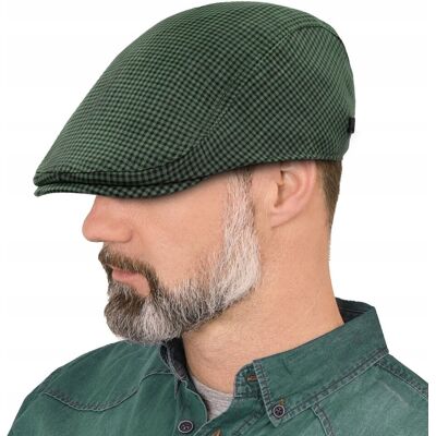 KASZKIET Męski Bawełniany na Lato Czapka w Krateczkę ZIELONY Pako Jeans KASZKIET Męski Bawełniany na Lato Czapka w Krateczkę ZIELONY Pako Jeans