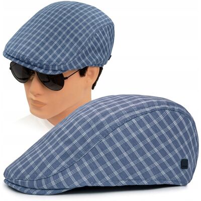 KASZKIET Męski Bawełniany na Lato Czapka w Kratkę GRANATOWY Pako Jeans KASZKIET Męski Bawełniany na Lato Czapka w Kratkę GRANATOWY Pako Jeans