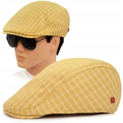 KASZKIET Męski Bawełniany na Lato Czapka w Kratkę ŻÓŁTY Pako Jeans KASZKIET Męski Bawełniany na Lato Czapka w Kratkę ŻÓŁTY Pako Jeans