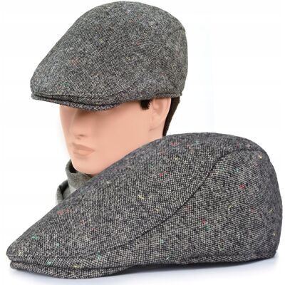 Pako Jeans Kaszkiet Męski Zimowy Ocieplany Elegancka Czapka Szary Melanż z Wełną Pako Jeans Kaszkiet Męski Zimowy Ocieplany Elegancka Czapka Szary Melanż z Wełną