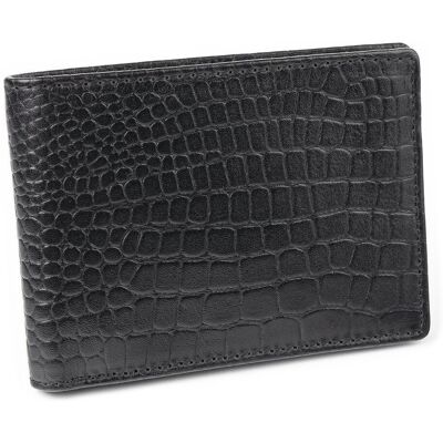 Koruma, Cienki Portfel Skórzany Typu Slim, Ochrona Rfid (Czarny, Croco) Koruma, Cienki Portfel Skórzany Typu Slim, Ochrona Rfid (Czarny, Croco)
