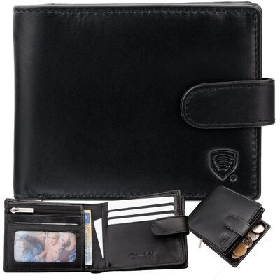 Koruma, Portfel Męski Skórzany Rfid, Czarny, 9,5x12,5 Cm Koruma, Portfel Męski Skórzany Rfid, Czarny, 9,5x12,5 Cm