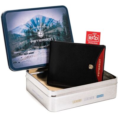 Skórzany portfel męski w orientacji poziomej z systemem RFID Peterson Skórzany portfel męski w orientacji poziomej z systemem RFID Peterson