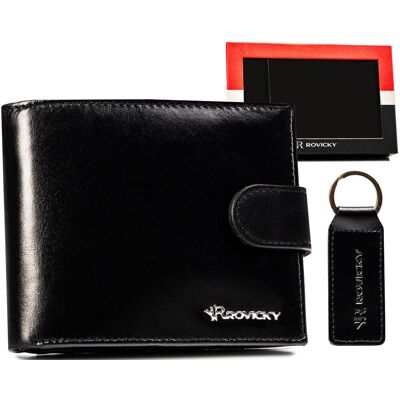 Męski portfel skórzany breloczek zestaw na prezent upominek ROVICKY Męski portfel skórzany breloczek zestaw na prezent upominek ROVICKY