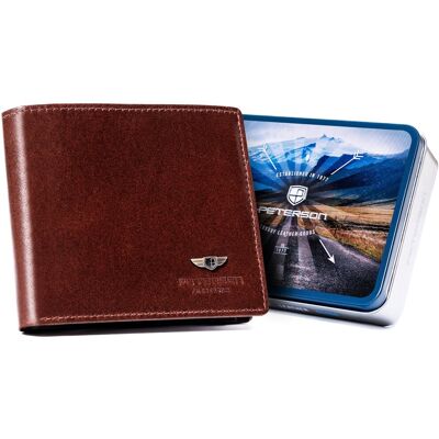 Męski portfel skórzany Peterson bez zapięcia elegancka portmonetka z ochroną RFID, brązowy Męski portfel skórzany Peterson bez zapięcia elegancka portmonetka z ochroną RFID, brązowy