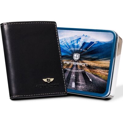 Męski portfel skórzany Peterson na karty pojemne etui na dokumenty czarny RFID pionowy Męski portfel skórzany Peterson na karty pojemne etui na dokumenty czarny RFID pionowy
