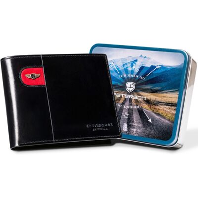 Męski poziomy portfel ze skóry naturalnej Peterson ochrona RFID skórzany czarny Męski poziomy portfel ze skóry naturalnej Peterson ochrona RFID skórzany czarny