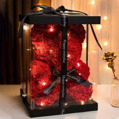Inny producent Miś z Róż 25 cm Rose Bear z Płatków Róż Kokarda Pudełko Czerwony Inny producent Miś z Róż 25 cm Rose Bear z Płatków Róż Kokarda Pudełko Czerwony