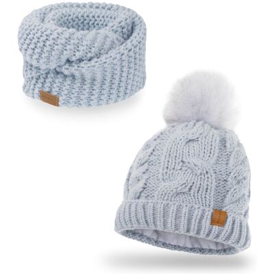 Nandy Komplet Dziecięcy Komin Czapka Z Polarem - Zest-Ck-17208-Lodowy Nandy Komplet Dziecięcy Komin Czapka Z Polarem - Zest-Ck-17208-Lodowy