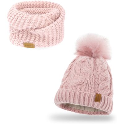 Nandy Komplet Dziecięcy Komin Czapka Z Polarem - Zest-Ck-17208-Pud-Roz Nandy Komplet Dziecięcy Komin Czapka Z Polarem - Zest-Ck-17208-Pud-Roz