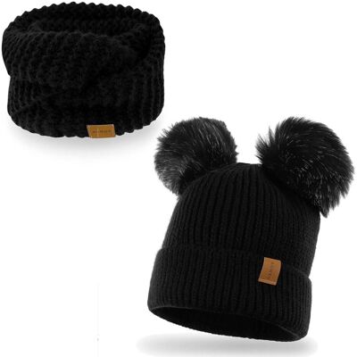 Nandy Komplet Dziecięcy Komin Czapka Z Polarem - Zest-Ck-17223-Czarny Nandy Komplet Dziecięcy Komin Czapka Z Polarem - Zest-Ck-17223-Czarny