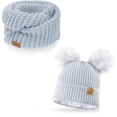 Nandy Komplet Dziecięcy Komin Czapka Z Polarem - Zest-Ck-17223-Lodowy Nandy Komplet Dziecięcy Komin Czapka Z Polarem - Zest-Ck-17223-Lodowy