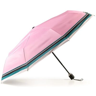 KRAGO ACCESSORIES Parasol damski składany automatyczny różowy w paski KRAGO ACCESSORIES Parasol damski składany automatyczny różowy w paski