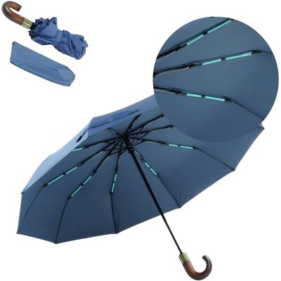 Solier Parasol przeciwdeszczowy składany z odblaskami, do torebki i plecaka, granatowy Solier Parasol przeciwdeszczowy składany z odblaskami, do torebki i plecaka, granatowy