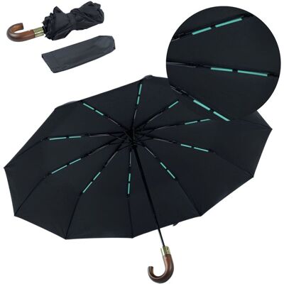 Solier Parasol składany automatyczny z odblaskami, do torebki i plecaka, czarny Solier Parasol składany automatyczny z odblaskami, do torebki i plecaka, czarny