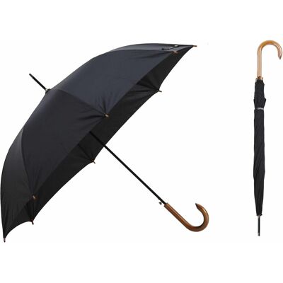 KRAGO ACCESSORIES Parasol typu laska z drewnianą rączką J Wooden Black KRAGO ACCESSORIES Parasol typu laska z drewnianą rączką J Wooden Black