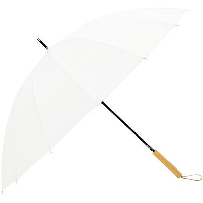 KRAGO ACCESSORIES Parasol typu laska z prostą drewnianą rączką 16 szprych biały KRAGO ACCESSORIES Parasol typu laska z prostą drewnianą rączką 16 szprych biały