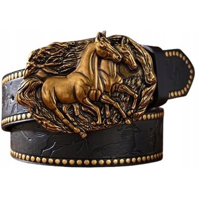 Inny producent Pas kowbojski pasek czarny ZŁOTE KONIE KOŃ VINTAGE TEXAS retro 120 cm Inny producent Pas kowbojski pasek czarny ZŁOTE KONIE KOŃ VINTAGE TEXAS retro 120 cm
