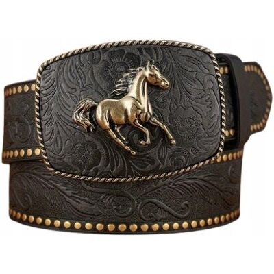 Inny producent Pas kowbojski pasek western czarny ZŁOTY KOŃ NITY retro vintage y2k 120 cm Inny producent Pas kowbojski pasek western czarny ZŁOTY KOŃ NITY retro vintage y2k 120 cm
