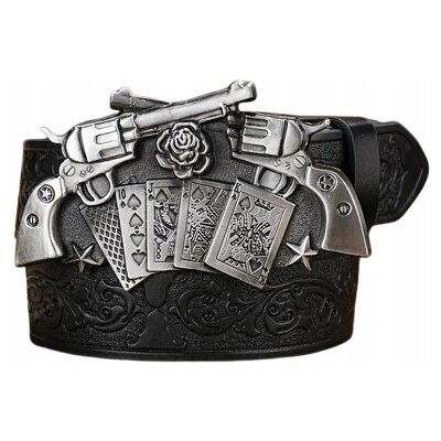 Inny producent Pas pasek KARTY REWOLWERY RÓŻA kowbojski western czarny TEXAS 120 cm Inny producent Pas pasek KARTY REWOLWERY RÓŻA kowbojski western czarny TEXAS 120 cm