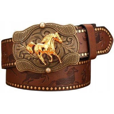Inny producent Pas pasek kowbojski western cowboy ZŁOTY KOŃ brązowy retro vintage 120 cm Inny producent Pas pasek kowbojski western cowboy ZŁOTY KOŃ brązowy retro vintage 120 cm