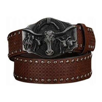 Inny producent Pas pasek kowbojski western głowa byka DŻETY NITY retro vintage 120 cm Inny producent Pas pasek kowbojski western głowa byka DŻETY NITY retro vintage 120 cm