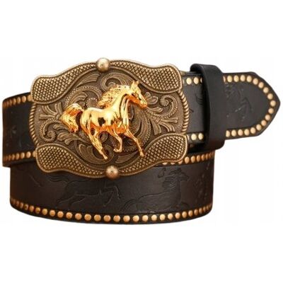 Inny producent Pas pasek kowbojski westernowy ZŁOTY KOŃ NITY retro vintage y2k 90s 120 cm Inny producent Pas pasek kowbojski westernowy ZŁOTY KOŃ NITY retro vintage y2k 90s 120 cm
