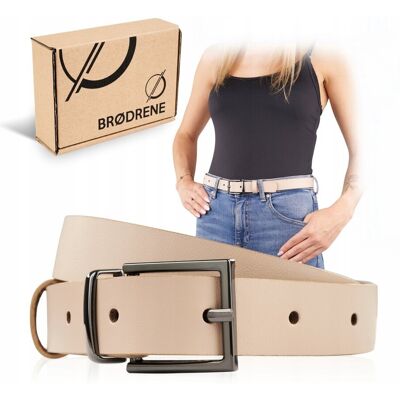 Inny producent Pasek Klasyczny Skórzany z Klamrą Damski Brodrene Beżowy Elegancki 115 cm Inny producent Pasek Klasyczny Skórzany z Klamrą Damski Brodrene Beżowy Elegancki 115 cm