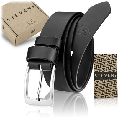 Pasek męski skórzany czarny STEVENS 3,5 cm do jeansów i eleganckich spodni-120cm Pasek męski skórzany czarny STEVENS 3,5 cm do jeansów i eleganckich spodni-120cm