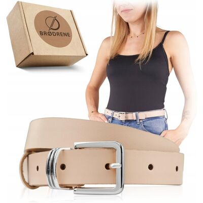 Inny producent Pasek Skórzany do Spodni Beżowy Brodrene do Jeansów Klasyczny Klamra 125 cm Inny producent Pasek Skórzany do Spodni Beżowy Brodrene do Jeansów Klasyczny Klamra 125 cm
